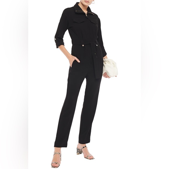 Maje black crepe jumpsuit gold hardware sz 40 - Picture 7 of 12